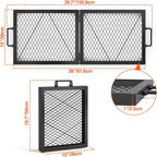 only fire Foldable X-Marks Fire Pit Cooking Grate, Portable Rectangle Campfire Grill Grate with Handles, Heavy Duty Steel Campfire BBQ Grill for Outdoor, 36 inch