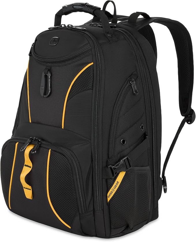 SwissGear 1900 Scansmart TSA 17 Laptop Backpack, Black/Gold, 19-Inch