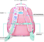 mibasies Kids Backpack for Girls: Girls Backpack 5-8 - Kindergarten Elementary School Bookbag for Girl - Flower Pink Turquoise