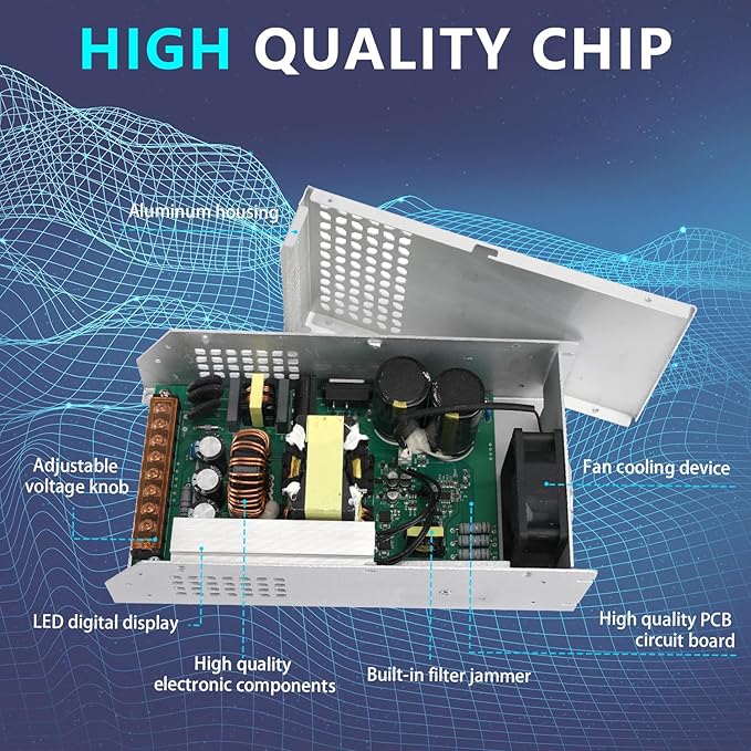 DC 36V 33.3A 1200W Power Supply, 110V AC to DC 36V Converter 1200w Switch Power Supply Transformer for Winch, Car Jack, LCD Monitor, CCTV, Car Stereo and More