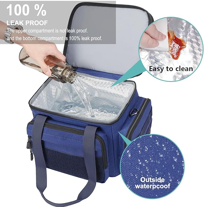 Large Lunch Box Bag for Men - Tactical Insulated Lunch Bag Adult - Thermal Lunchbox Leakproof Waterproof Cooler Bag for Work Office Camping Travel