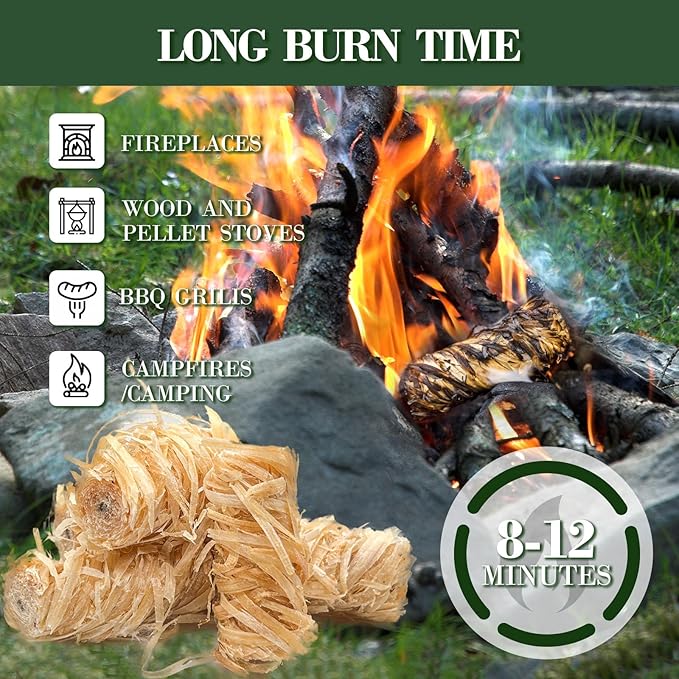 36PCS Natural fire Starters for Campfires, Charcoal Fires, fireplaces, barbecues, Chimneys, Pizza ovens, fireplaces, Grills and Other scenarios.
