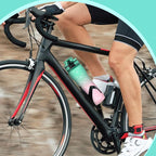 OLDLEY 25 oz Motivational Water Bottle, Sports Water Bottle with Strap, Leakproof BPA Free Large Water Bottles for School, Gym, Travel, Outdoor, Tritan, Green&Pink