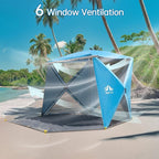 Night Cat Pop-up Beach Tent: 3 4 Persons Beach Shelter with Canopy and Footprint, UPF 50+ UV Protection Backyard Camping Outdoor Canopy Poles Not Included