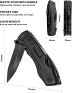 Rush Deer Pocket Knife - Folding EDC Multitool for Men, Small and Versatile Camping, Fishing, and Hiking Accessories Set (Matte Black)
