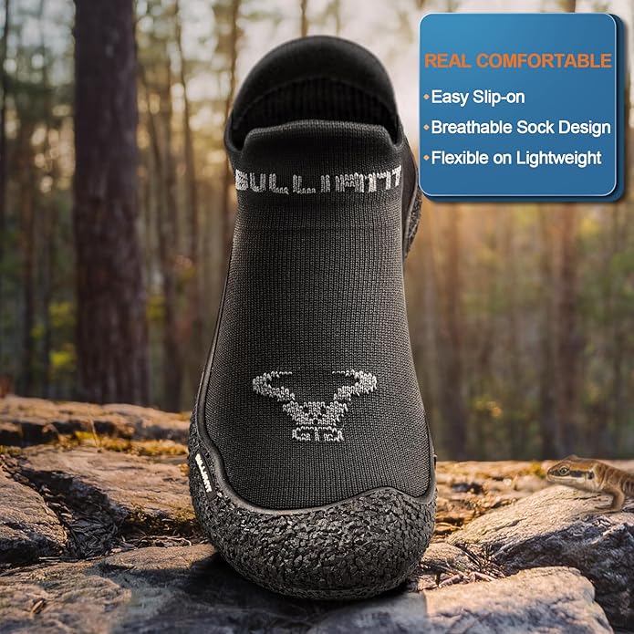 BULLIANT Men Slipper Socks,Grip Socks Hiking Water Shoes Barefoot Shoes for Outdoor Walking Exercises