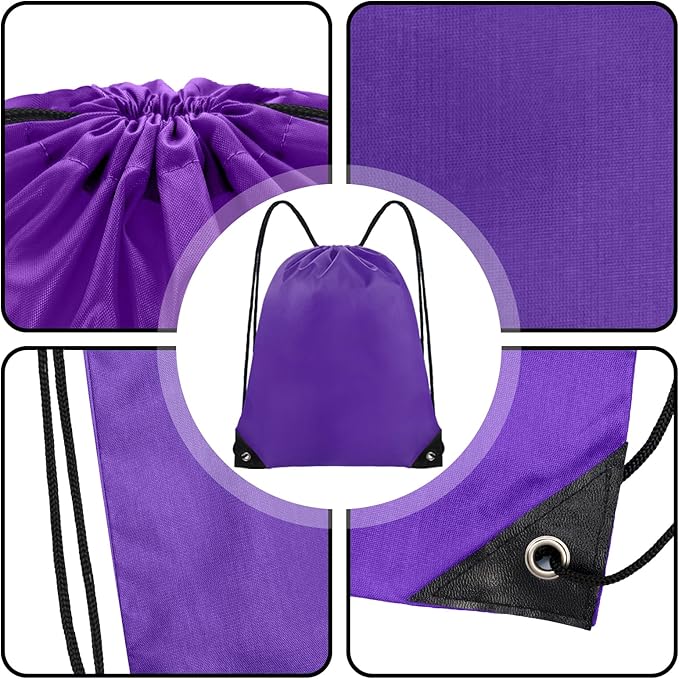 Grneric Drawstring Bags Bulk 14 Pcs Drawstring Backpack Bulk Cinch Bag Sackpack for Men Women Gym (Purple)