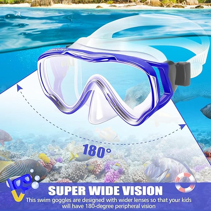 Snorkeling Set for Kids, Full Dry Snorkeling Mask Set for Adults, Anti-Fog Protection, Unisex,HD Panoramic View, Snorkeling Gear for Kids 4-14 Age