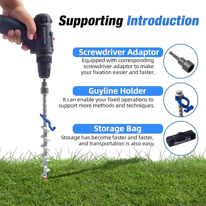 Homeon Wheels 18 Pcs Camping Ground Anchors Aluminum Screw Heavy Duty Metal Non-Rust Cast Tent Anchors for Securing Animals, Tent, Canopies, Sheds, Swing Sets, Car Ports, Trampoline