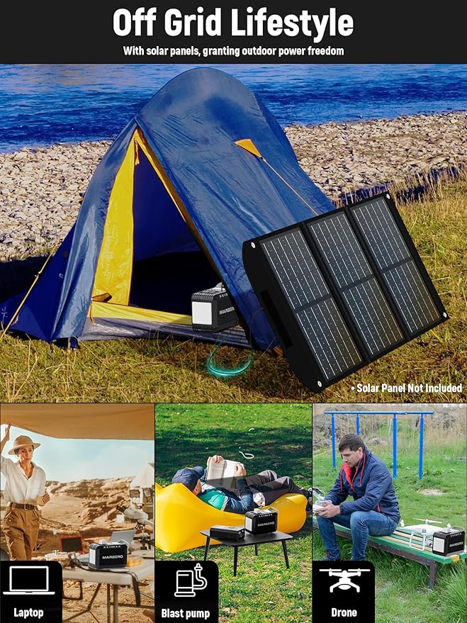 MARBERO 237Wh Portable Power Station with 300W AC Outlet, Mini Generator with LED Lights for Outdoor Camping Trip, Laptop Charger Battery Pack Backup for Home Emergency Outage
