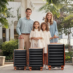 luggage sets 3 Piece with Spinner Wheel,100% PC Material Lightweight Durable,Expandable Carry On Travel Hardside Suitcase sets with TSA Lock for Men and Women (Black+brown)