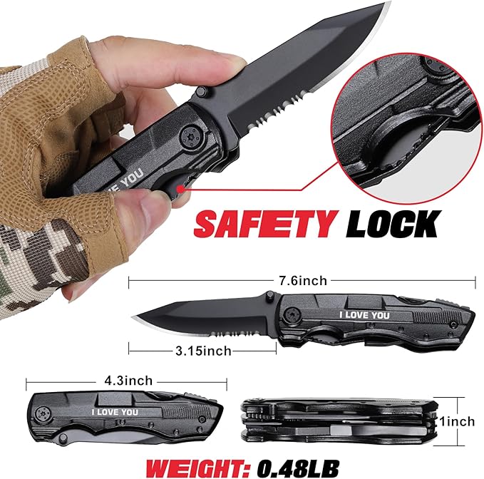 Gifts for Boyfriend Husband Him, Multitool Knife“I LOVE YOU”, Valentines Day Unique Gifts, Tools Gadgets Gifts for Him, Christmas Stocking Stuffers, Anniversary, Birthday Gift Ideas, Husband Gifts