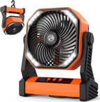 PANERGY Portable Camping Fan with Light, 20000mAh Rechargeable Battery Operated Outdoor Fan, 4 Speeds, 270° Pivoting & 360°Foldable Hook for Camping/Beach/Patio