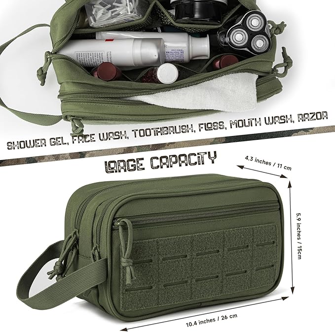 QT&QY Tactical Toiletry Bag For Men Hygiene Bag EDC Military Tool Molle Pouches Small Dopp Kit Mens Shaving Kit Travel shower Bags