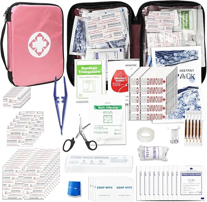 305Pcs Car First Aid Kit Refill Supplies for Business Home First Aid Emergency Kits for Office Business Compact Lovely Bag for Outdoor Activities Skating Boating