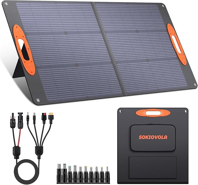 N-Type 16BB 100W Portable Solar Panel 18V Mono ETFE Foldable Solar Panel,25% High Efficiency IP68 Waterproof for Camping Outdoor RV Blackout