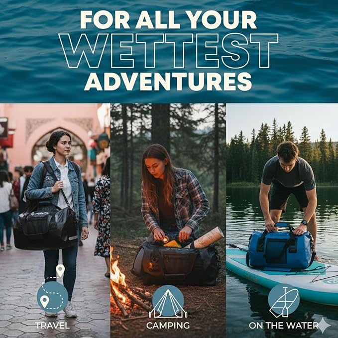 Earth Pak Waterproof Duffel Bag - Heavy Duty Motorcycle Dry Bag with Large Storage Space Perfect for Traveling, Camping, Kayaking, Fishing & Canoeing Bag 50L/70L/90L/120L Sizes