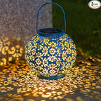 Homeimpro Solar Big Lanterns Outdoor Waterproof Garden Gifts Mom, Metal Table Lights for Patio, Yard Art, Mothers Day Bithday Gifts for Women Men(1Pack, Teal Blue)