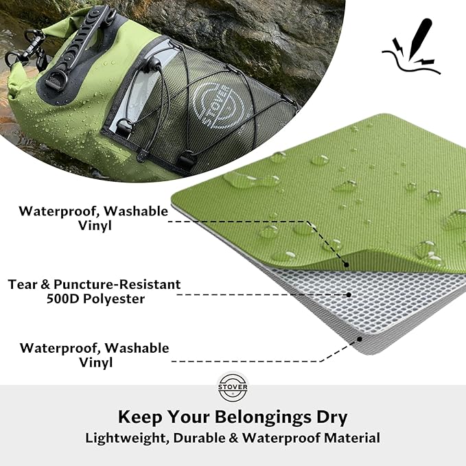 STOVER 5/10/25/30/40/55L Waterproof Backpack- Floating Dry Bag for Kayaking, Travel, Beach, Hiking, & Camping, Men/Women