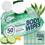 Body Wipes for Women, Extra Moist No Rinse Bathing Wipes - 50 XL Shower Cloths + 4 Travel Size Bath Sheets - 9"x12" After Gym & Post Workout Deodorant, Disposable Washcloths, Womens Hygiene Essentials