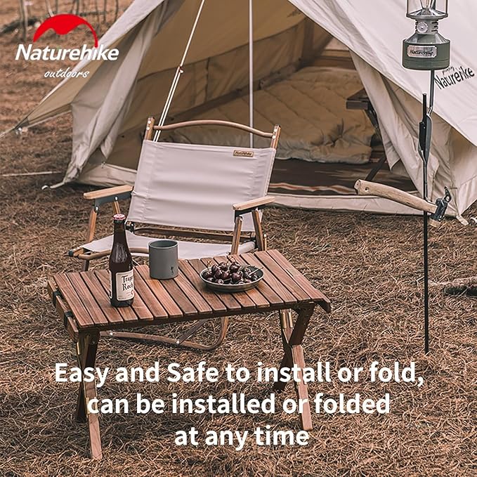 Naturehike Camping Folding Table, Roll-Up Table with Carry Bag, Portable Wood Outdoor Table for Low Picnic, Beach, Camping, Travel, Party, Beach, Garden, Backyard BBQ, Black Walnut Wood