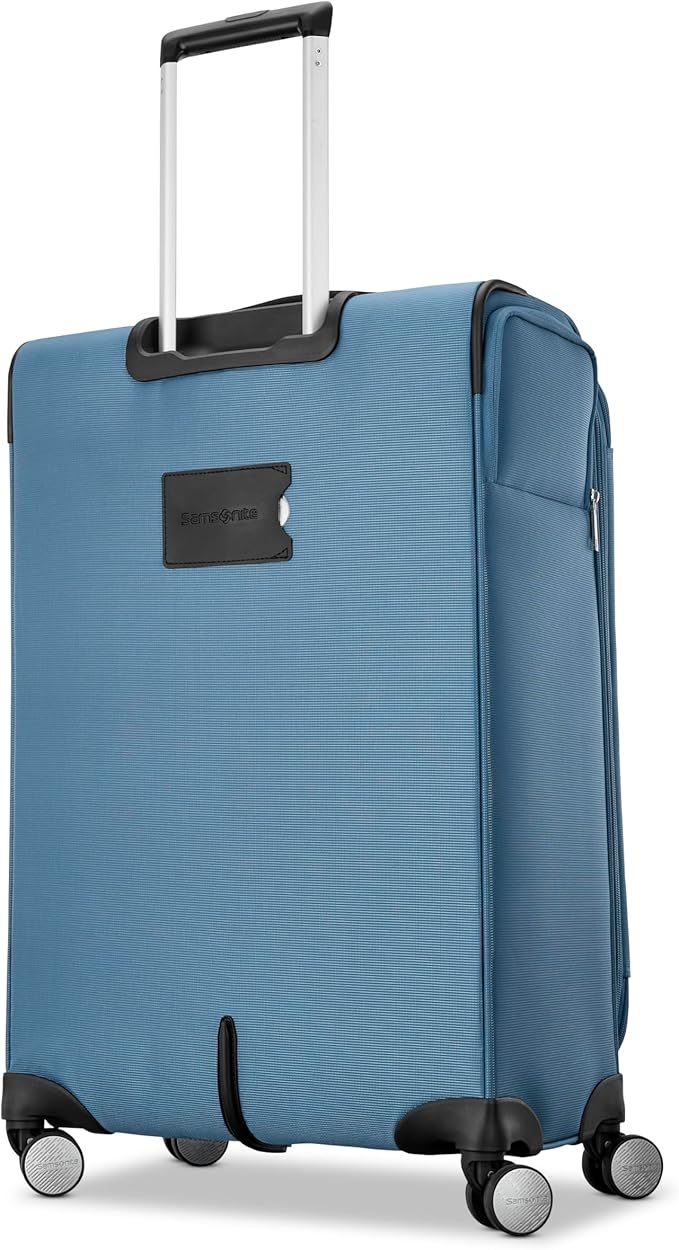 Samsonite Soft-Sided 25-Inch Lightweight Medium Checked Expandable Element Suitcase: Durable, 360° Spinner Wheels, Adjustable Telescopic Handle, 2 Front & 1 Side Pocket- Captains Blue