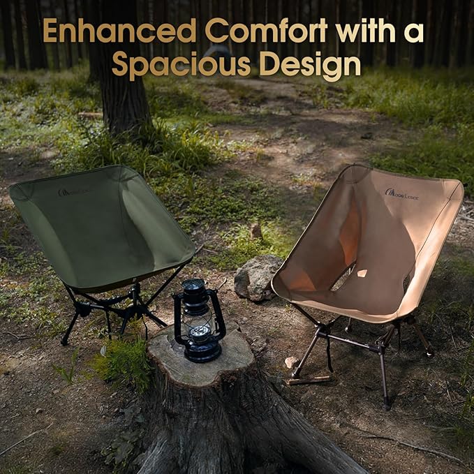 MOON LENCE Camping Chair Plus, Upgraded Comfort & Size, Still Compact and Lightweight, Folding Portable Chair for Backpacking & Hiking, 400Lbs Capacity, Gen 3 Plus (Green 2 Pack (Plus))