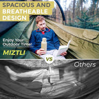 Miztli Camping Hammock -Portable Hammock w/Spacious Net & Tree Straps w/Adjustable Loops, Double and Single Hammock for Outdoor, Indoor, Hiking and Travel