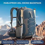 Maelstrom Hiking Backpack,Camping Backpack,40L Waterproof Hiking Daypack with Rain Cover,Lightweight Travel Backpack,Blue