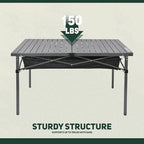 OUTSIDER Folding Camping Table, Portable Roll-up Outdoor Lightweight Aluminum Camp Table for Picnic BBQ Backyards Beach, Large Storage Mesh Pocket and Carrying Bag Included