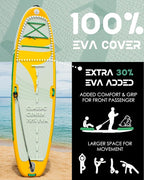 11’x35 Extra Wide Inflatable Paddle Board, 430lb Capacity Stable Paddleboard for Yoga, Stand up Paddle Board for Adults(x3), Full Coverage EVA Deck, 5 Handles, 100L Backpack, All-Round