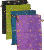 4pcs Embroidered Silk Flower Design Jacquard Travel Bag, Lingerie Bags Underwear Bags Laundry Bags Shoe Bags for Travel Storage for Men Women Washable Cloth Shoe Bags