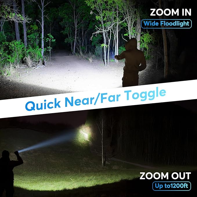 JIJ Flashlight 3 Pack, Rechargeable Flashlights High Lumens, 7 Modes LED Flashlight with IP67 Waterproof, Adjustable Handheld Tactical Flashlight for Camping, Home Emergency, Outdoor