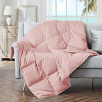 puredown® Soft Feather Down Throw Blanket Lightweight Packable Couch Throw for Indoor and Outdoor Use, 50"X70", Pink