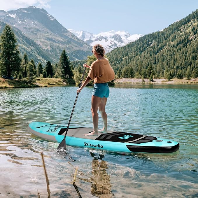Paddle Board, Inflatable Stand Up Paddle Board，10.6'×33"×6" Ultra-Light SUP Board with Hand Pump, Leash, Repair Kit, Waterproof Phone Case and Backpack