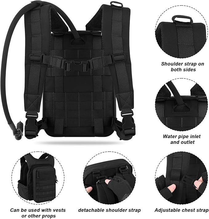 PETAC GEAR Tactical Molle Hydration Pack for 1.5L - Lightweight Water Reservoir Bag for Molle Vest Backpack, for Hiking, Hunting