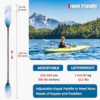 Kayak Paddle Carbon Fiber Shaft and Reinforced Nylon Blade, Adjustable Kayaking Oars, 3 Piece, 230-250 cm/90-98 Inches,210-230 cm/82-90 inches