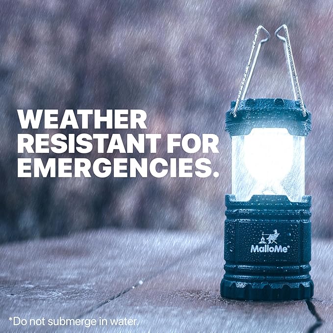 MalloMe Camping Lantern Red Purple 2 Pack Lanterns for Power Outages, Camping Lights for Tent Hanging, Camp Light Tent Lamp Emergency Battery Powered LED Lantern (Rechargeable Batteries Not Included)