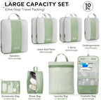 10 Set Compression Packing Cubes for Travel Essentials,Compressible Expandable Packing Cubes for Suitcase,OlarHike Luggage Organizer Bags for Travel,Handy Helper for Organizing Clothes(Matcha Green)