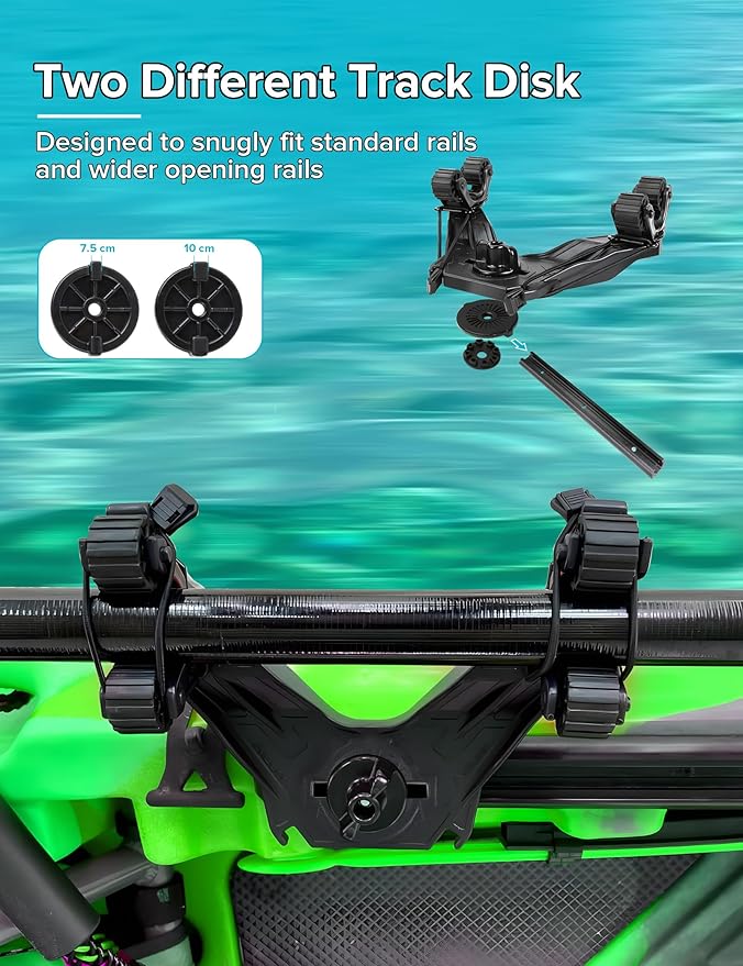 Kayak Paddle Holder, Kayak Accessories for Fishing, Dual Head Kayak Track Mount Accessories, Offset Paddle Holder for Kayaking, Kayak Rail Accessories