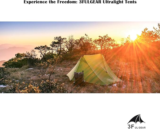 Lanshan 2 Person Tent Hiking Ultralight Camping Tent Professional 15D Silnylon Rodless Trekking Pole Tent Waterproof Backpacking Outdoor for Camping, Bivvy