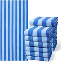 Redbaker 16 Packs 59 x 28 inches Oversized Vertical Stripe Beach Towel Bulk Extra Large Pool Towels Set Microfiber Quick Dry Swim Towel Blanket for Women Men Adult Bath Travel(Blue)