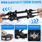 Ice Cleats for Shoes and Boots Snow Traction Cleats Crampons for Walking on Snow and Ice 9 Studs Non-Slip Overshoe Rubber Anti Slip Crampons Slip-on Stretch Footwear Winter Hiking Climbing Ice Fishing