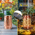 Homemory Solar Lanterns Mushroom Lights Outdoor Waterproof Garden Decor Women Gifts for Birthday, LED Hanging Solar Lights Metal Lantern Decoration Outside for Yard, Patio, Backyard, Porch, Lawn