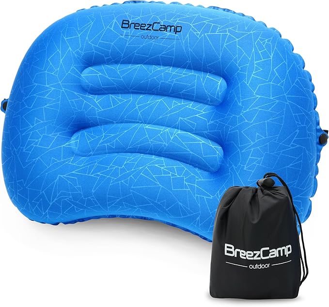 Inflatable Camping Pillow, Travel Blow Up Air Pillow, Neck Lumbar Support Ultralight Compact Pillow for Outdoor Hiking Backpacking Car Beach Airplane Sleeping Essentials, Navy Blue