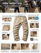 CQR Men's Tactical Pants, Water Resistant Ripstop Cargo Pants, Lightweight EDC Work Hiking Pants, Outdoor Apparel