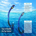 Snorkeling Gear for Adults, JRing Snorkel Mask Set with 180 Degree Tempered Glass Anti Fog Goggles Scuba Dry Top Snorkel for Swimming, Scuba Diving Mask for Men Women