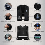 Running Vest for Women Men - Hydration Vest Water Bottle - Breathable Adjustable Backpack for Hiking Marathon - Waterproof Phone Pocket - Reflective Lights Up Rechargable Vest for Night Running