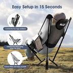 High Back Camping Folding Chairs - 600 LBS Capacity Heavy Duty Camping Chair with Comfortable Backrest & Headrest, Quick Setup - Compact Camp Chair for Picnic, Fishing, Beach, Lawn - Silver