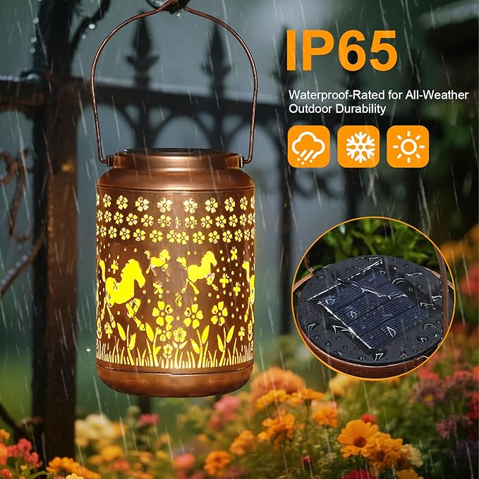 Horse Solar Lantern Outdoor Horse Decor Garden Decor Waterproof Decor Light Hanging Solar Lights Yard Decor, Gifts for Women Gifts for Mom Gifts for Grandma Horse Gifts